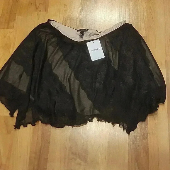 Forever21 Skirt Whimsy Goth Lace Mesh Lingerie Black  L - Picture 7 of 8